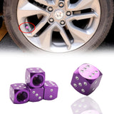 Brand New 4PCS Purple Dice Tire/Wheel Stem Air Valve CAPS Covers Set Universal Fitment