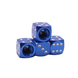 Brand New 4PCS Blue Dice Tire/Wheel Stem Air Valve CAPS Covers Set Universal Fitment