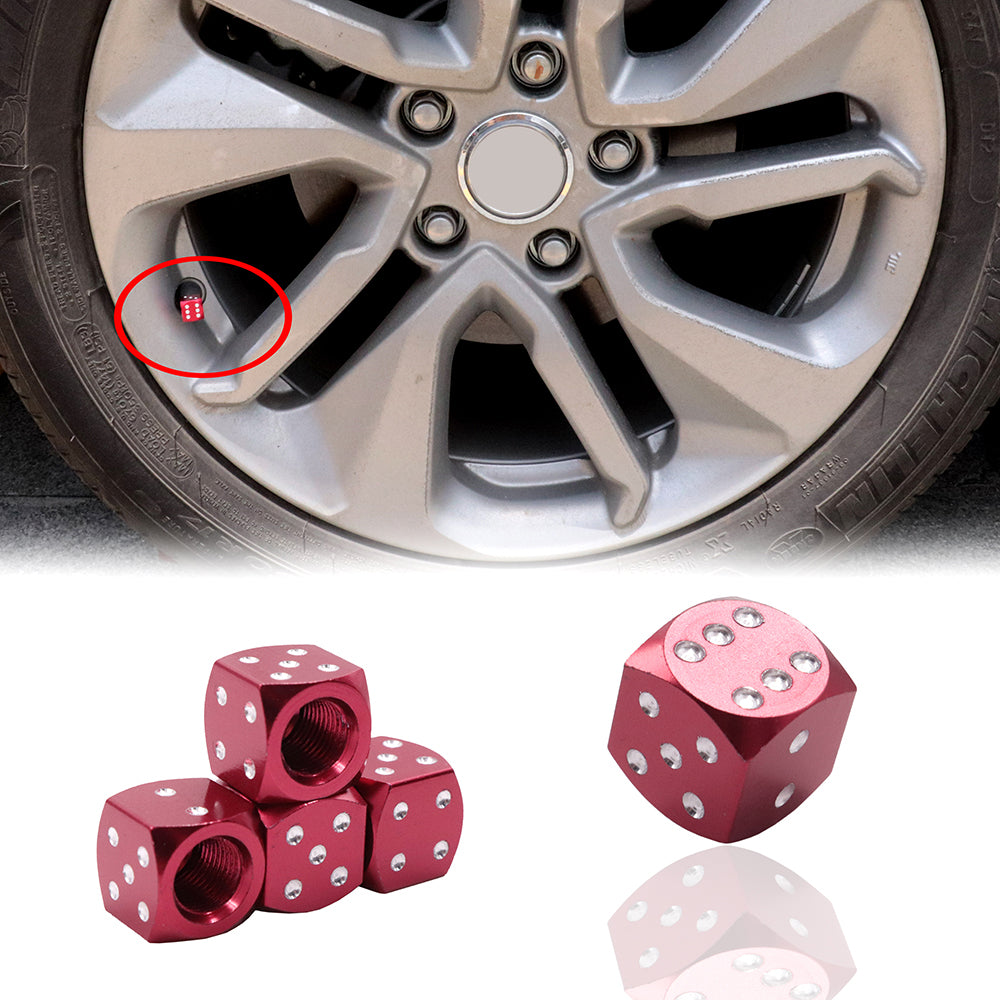 Brand New 4PCS Red Dice Tire/Wheel Stem Air Valve CAPS Covers Set Universal Fitment