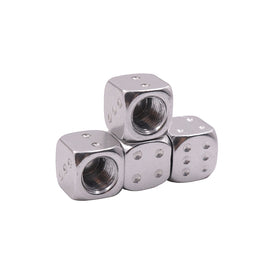 Brand New 4PCS Silver Dice Tire/Wheel Stem Air Valve CAPS Covers Set Universal Fitment