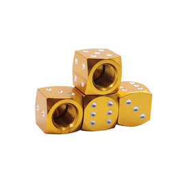 Brand New 4PCS Gold Dice Tire/Wheel Stem Air Valve CAPS Covers Set Universal Fitment