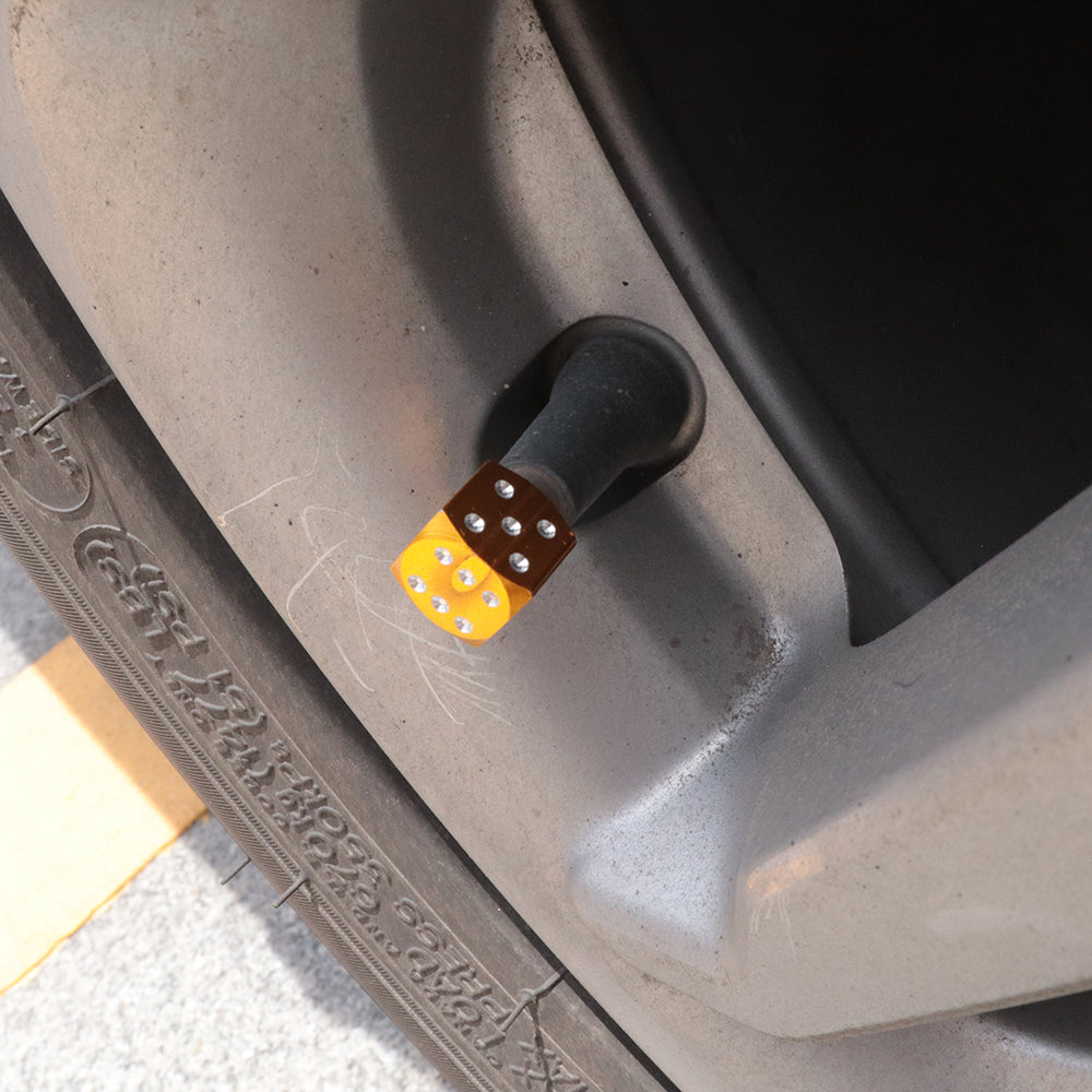Brand New 4PCS Gold Dice Tire/Wheel Stem Air Valve CAPS Covers Set Universal Fitment