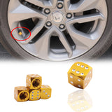Brand New 4PCS Gold Dice Tire/Wheel Stem Air Valve CAPS Covers Set Universal Fitment
