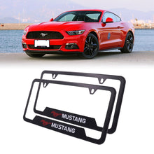 Load image into Gallery viewer, Brand New Universal 2PCS Ford Mustang Metal Black License Plate Frame