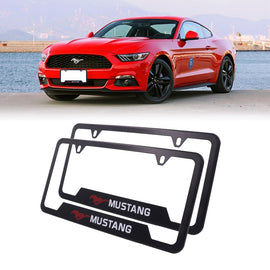 Brand New Universal 2PCS Ford Mustang Metal Black License Plate Frame