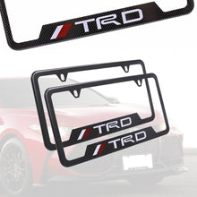 Load image into Gallery viewer, Brand New Universal 2PCS TRD Metal Carbon Fiber Style License Plate Frame