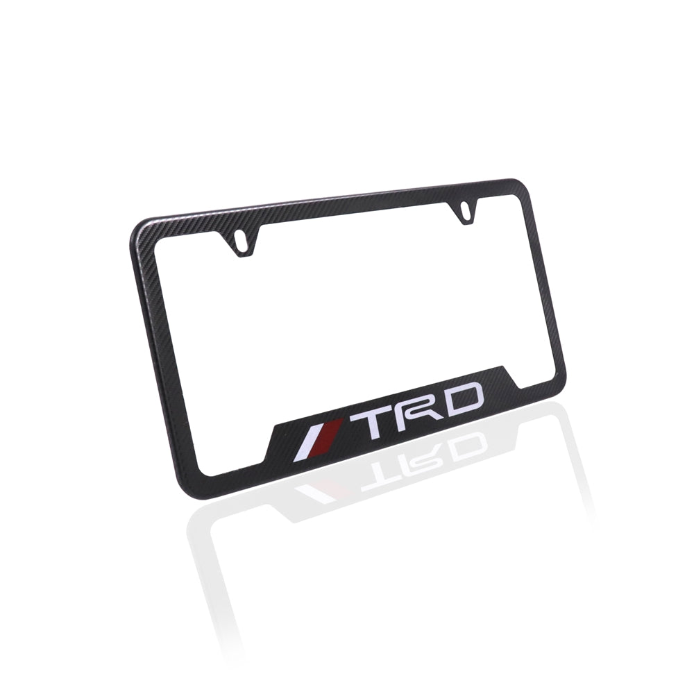 Brand New Universal 2PCS TRD Metal Carbon Fiber Style License Plate Frame