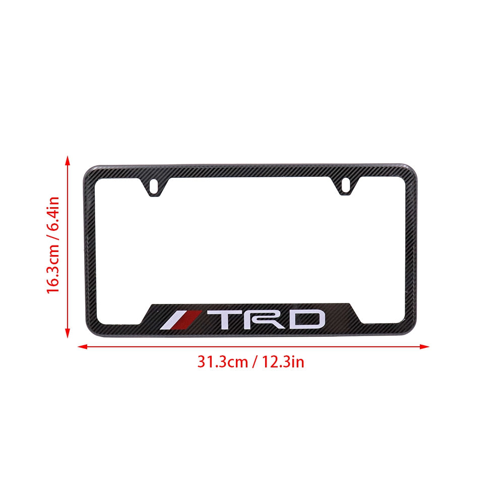 Brand New Universal 2PCS TRD Metal Carbon Fiber Style License Plate Frame