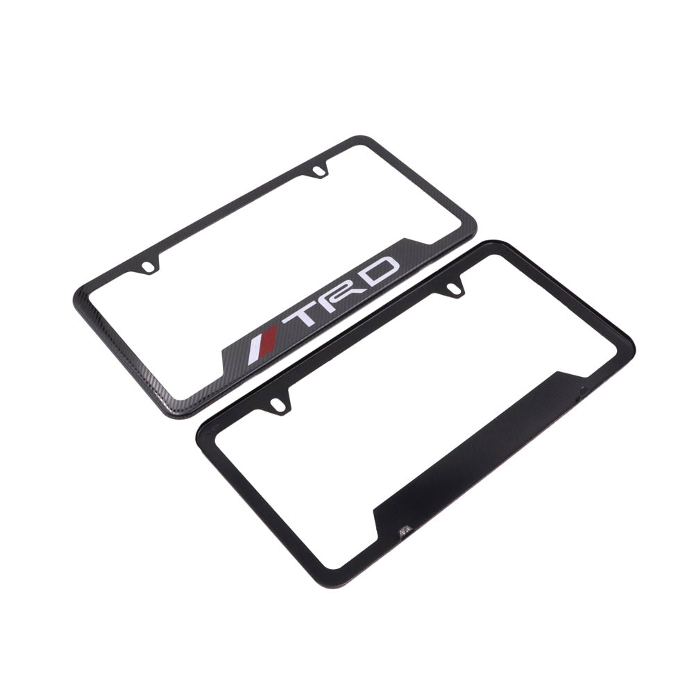 Brand New Universal 2PCS TRD Metal Carbon Fiber Style License Plate Frame