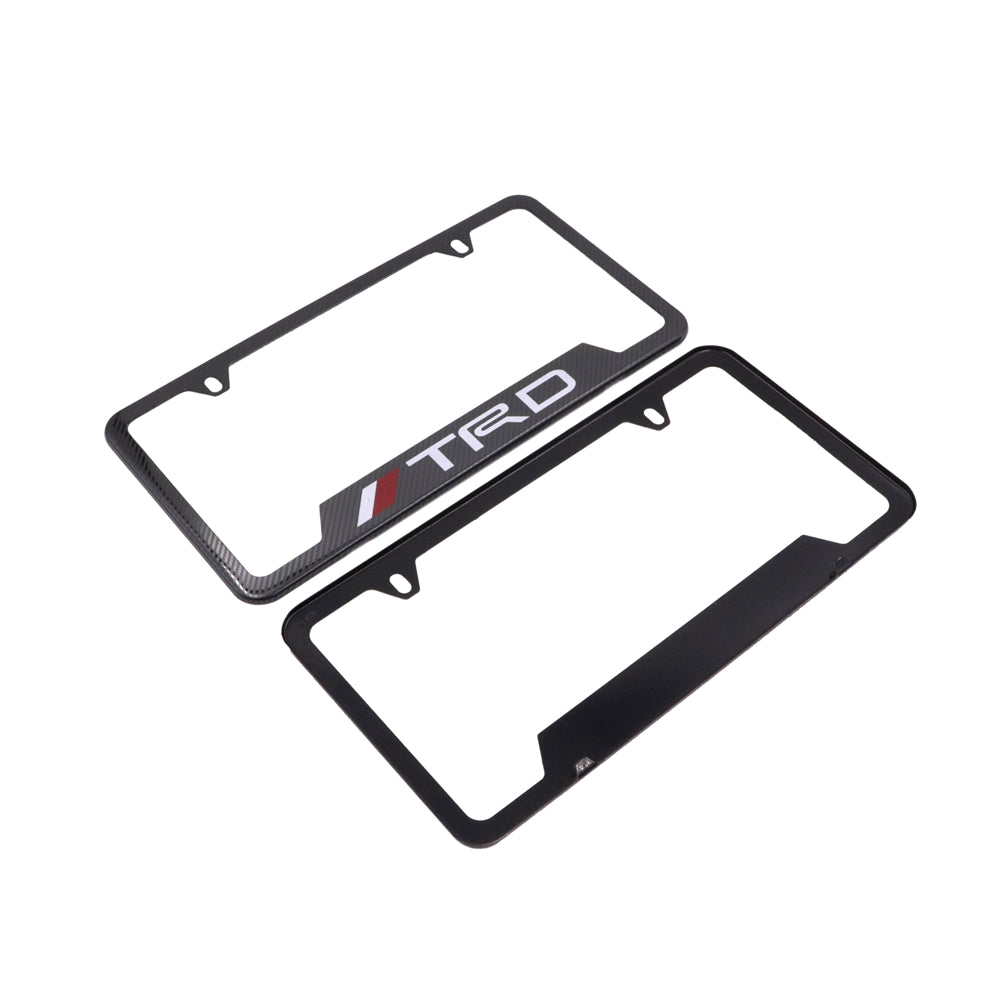 Brand New Universal 1PCS TRD Metal Carbon Fiber Style License Plate Frame