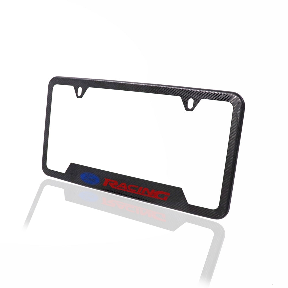 Brand New Universal 2PCS Ford Racing Metal Carbon Fiber Style License Plate Frame