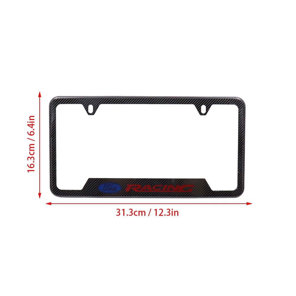 Brand New Universal 2PCS Ford Racing Metal Carbon Fiber Style License Plate Frame