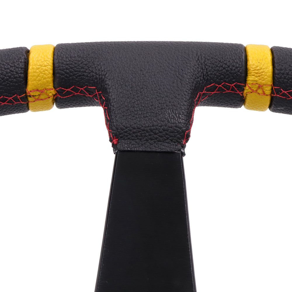 Brand New 350mm 14" Deep Dish Racing Mugen Black Steering Wheel PVC Leather Black Spoke