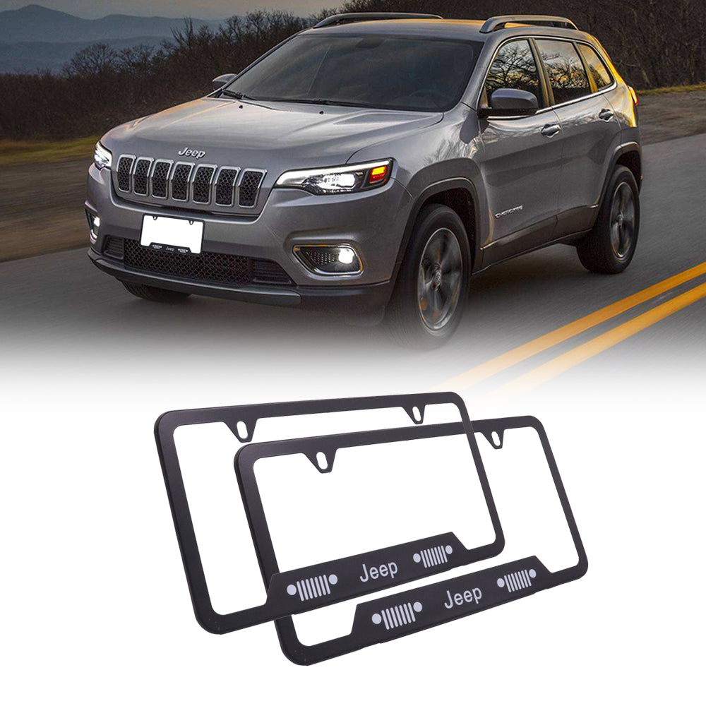 Brand New Universal 2PCS JEEP Metal Black License Plate Frame