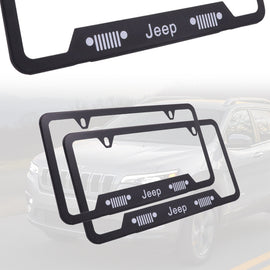 Brand New Universal 2PCS JEEP Metal Black License Plate Frame