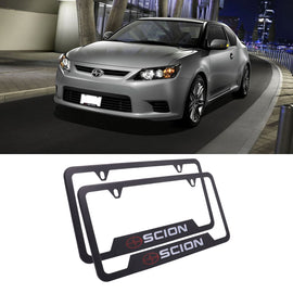 Brand New Universal 2PCS SCION Metal Black License Plate Frame