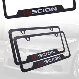 Brand New Universal 2PCS SCION Metal Black License Plate Frame