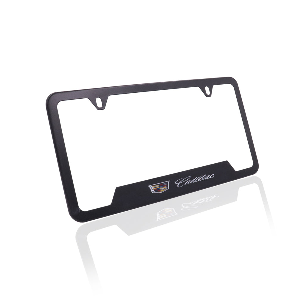Brand New Universal 2PCS CADILLAC Metal Black License Plate Frame