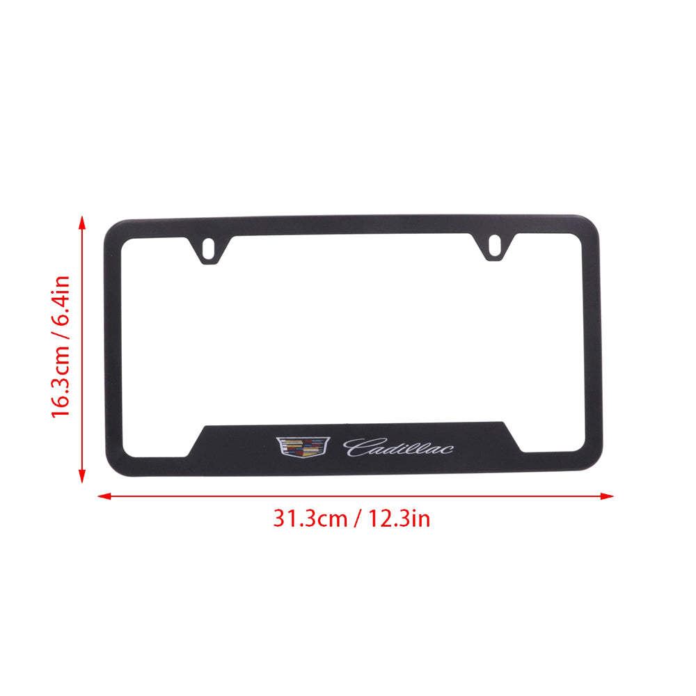 Brand New Universal 2PCS CADILLAC Metal Black License Plate Frame
