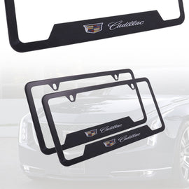 Brand New Universal 2PCS CADILLAC Metal Black License Plate Frame