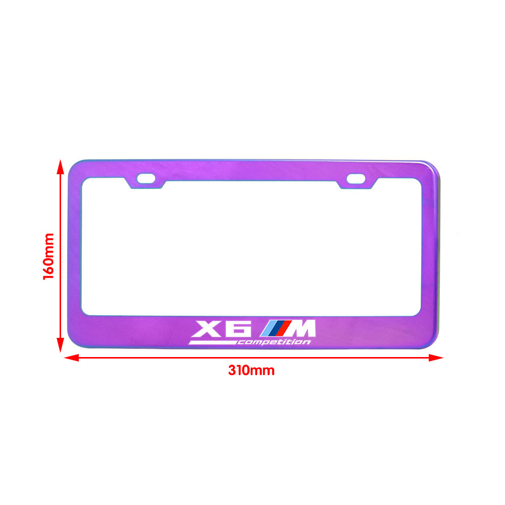 Brand New 1PCS UNIVERSAL BMW X6 M COMPETITION Neo Chrome Stainless Steel License Plate Frame