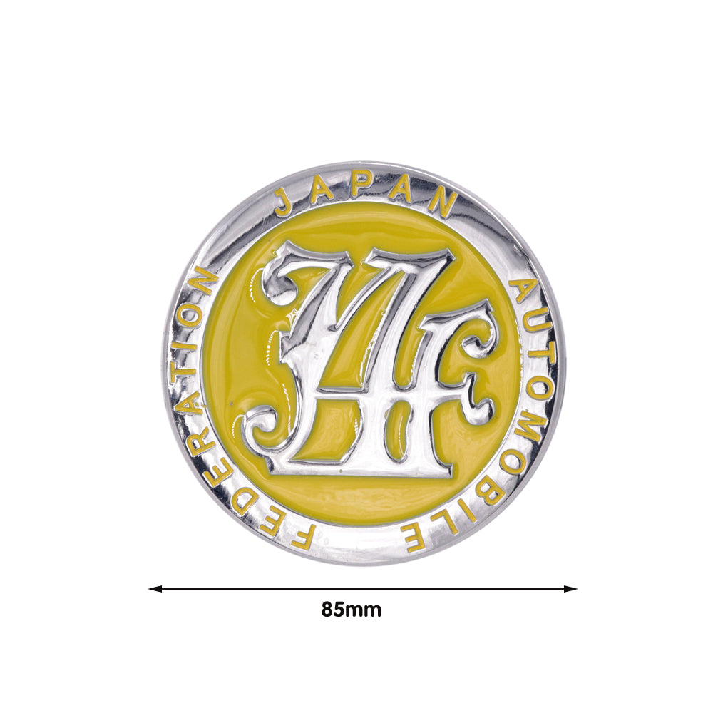 Brand New Universal Japan Automobile Federation JAF METAL Yellow Emblem Badge Cars Front Grille