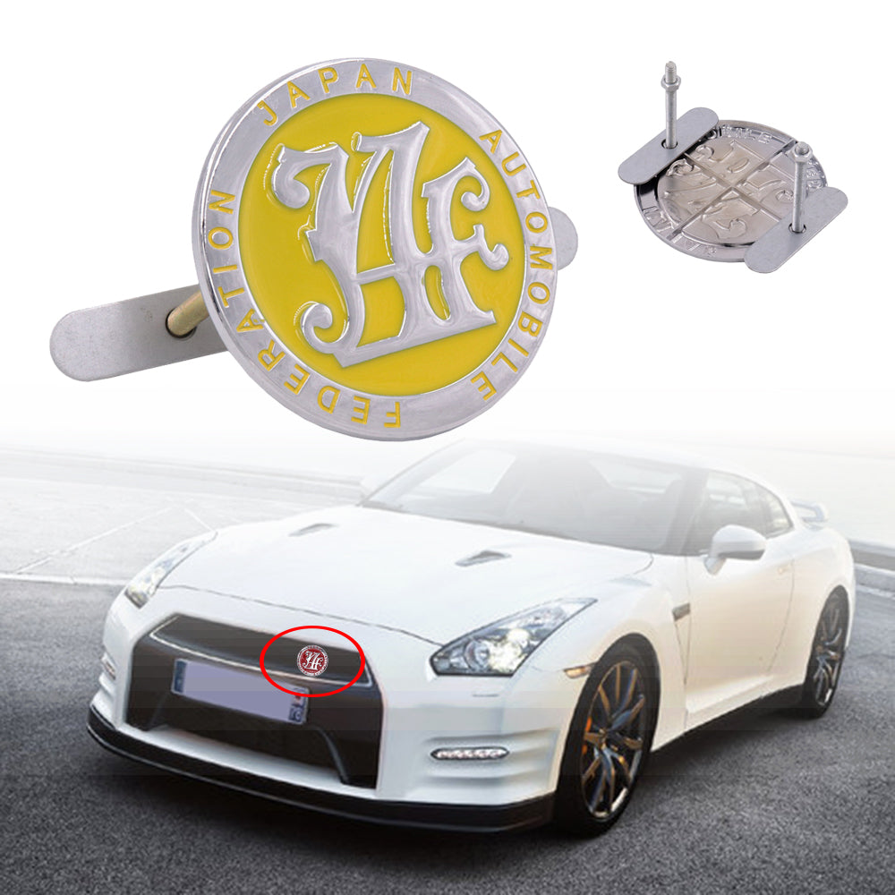 Brand New Universal Japan Automobile Federation JAF METAL Yellow Emblem Badge Cars Front Grille