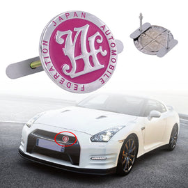 Brand New Universal Japan Automobile Federation JAF METAL Pink Emblem Badge Cars Front Grille