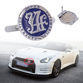 Brand New Universal Japan Automobile Federation JAF METAL Blue Emblem Badge Cars Front Grille