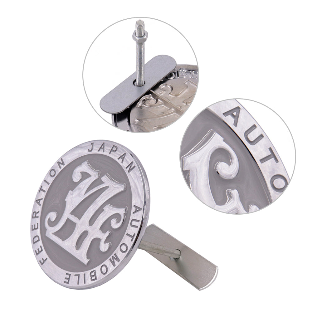 Brand New Universal Japan Automobile Federation JAF METAL GREY Emblem Badge Cars Front Grille