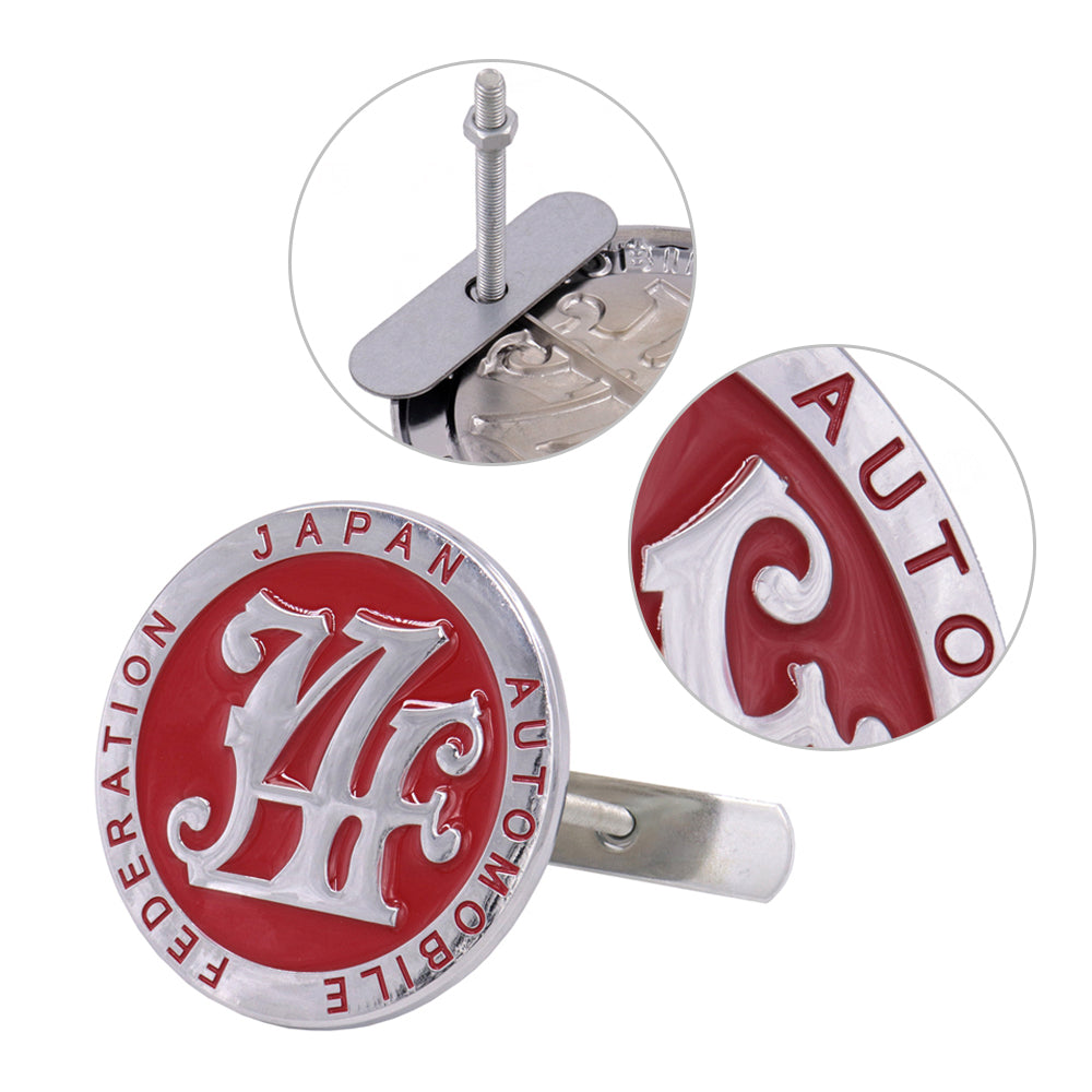 Brand New Universal Japan Automobile Federation JAF METAL Red Emblem Badge Cars Front Grille