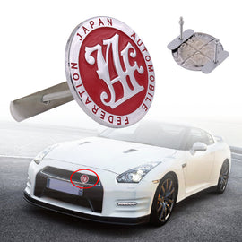 Brand New Universal Japan Automobile Federation JAF METAL Red Emblem Badge Cars Front Grille
