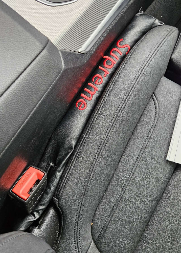 BRAND NEW UNIVERSAL 2PCS SUPREME BLACK Car Seat Gap Filler Universal Fit Organizer Stop Things from Dropping Under