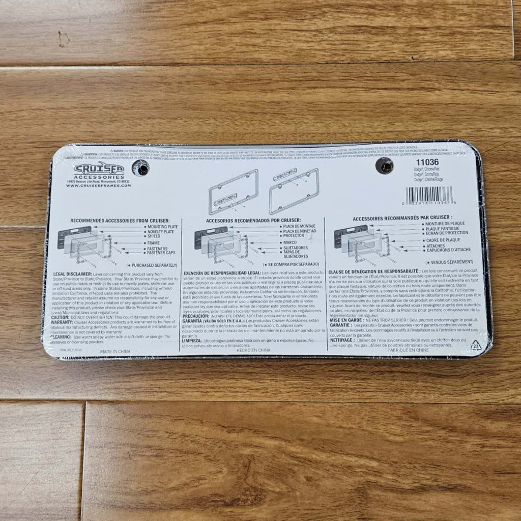 BRAND NEW Official Licensed Product Cruiser Accessories License Plate Frame Dodge Logo Chrome (11036) License Pate Frame