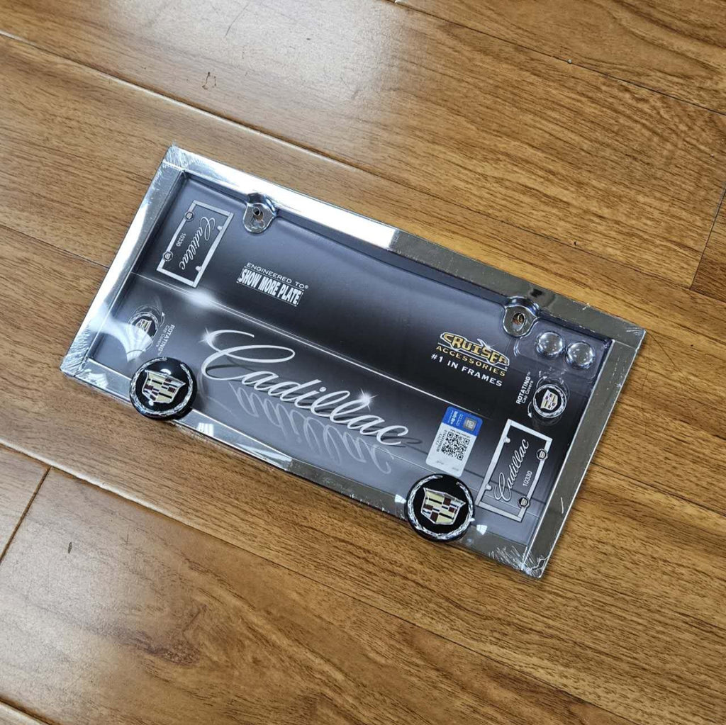 BRAND NEW Official Licensed Product Cruiser Accessories License Plate Frame Cadillac Logo Chrome (10330) License Pate Frame