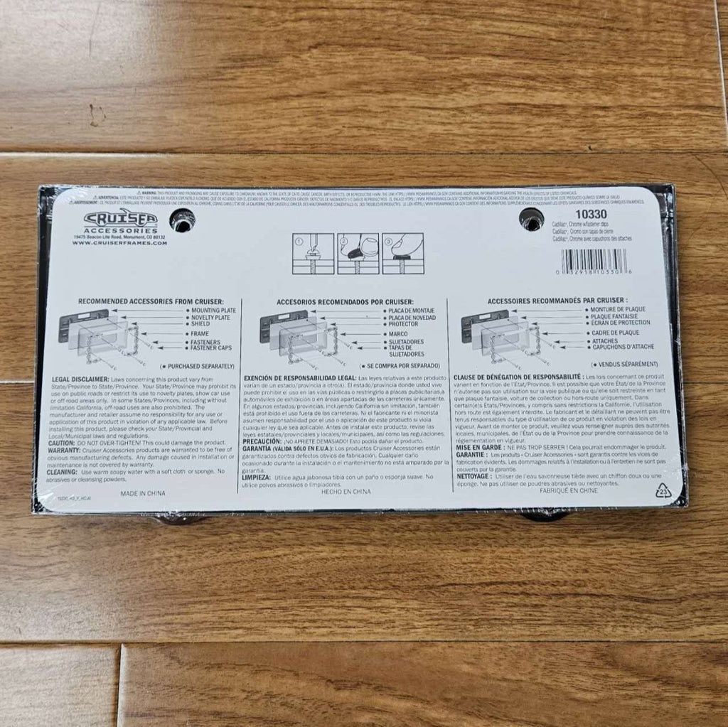 BRAND NEW Official Licensed Product Cruiser Accessories License Plate Frame Cadillac Logo Chrome (10330) License Pate Frame