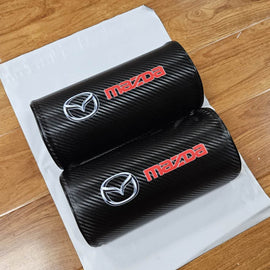 Brand New 2PCS JDM Mazda Carbon Fiber Car Seat Neck Cushion Pillow Headrest Pad