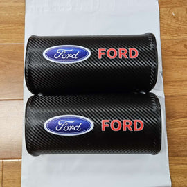 Brand New 2PCS JDM Ford Carbon Fiber Car Seat Neck Cushion Pillow Headrest Pad