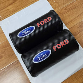 Brand New 2PCS JDM Ford Carbon Fiber Car Seat Neck Cushion Pillow Headrest Pad