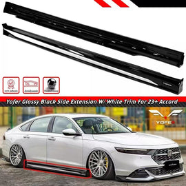 BRAND NEW 2023-2025 Honda Accord 11th Gen Yofer Blk Add On Side Skirt Extension - Pearl White Trim