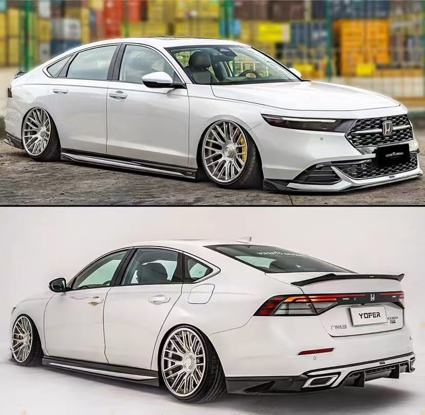 BRAND NEW 2023-2025 Honda Accord 11th Gen Yofer Blk Add On Side Skirt Extension - Pearl White Trim