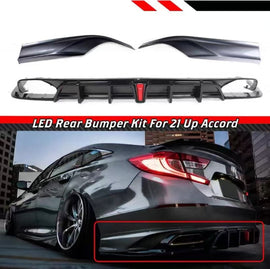 BRAND NEW 2018-2022 ACCORD V2 LED REAR BUMPER DIFFUSER+ MODERN STEEL METALLIC CORNER SPAT