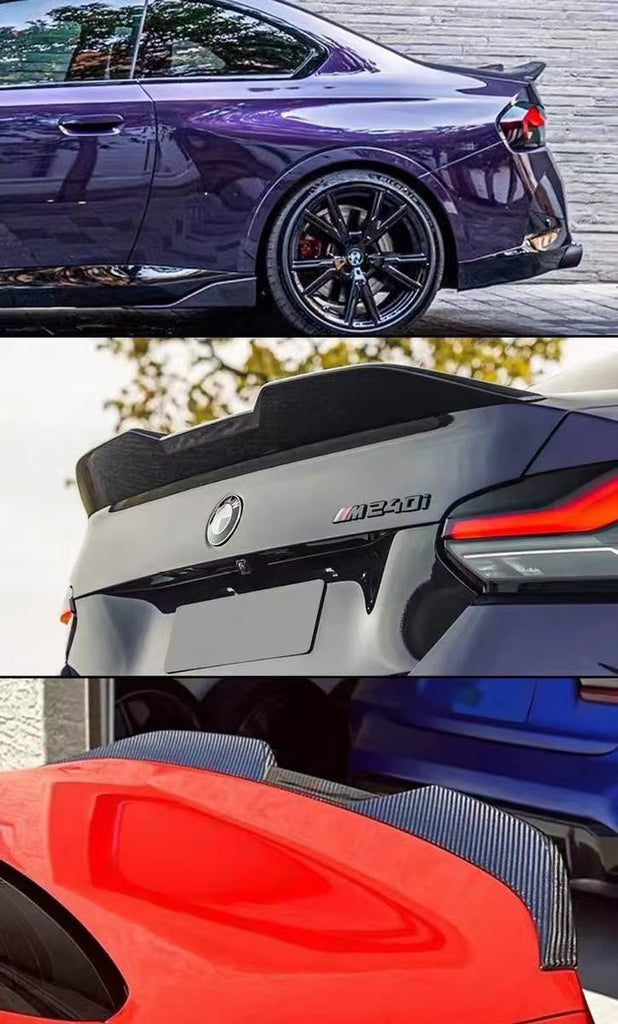 BRAND NEW 2022-2025 BMW G42 2 SERIES M240i G87 M2 MP STYLE HIGH KICK REAL CARBON FIBER TRUNK LID SPOILER WING