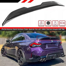 Load image into Gallery viewer, BRAND NEW 2022-2025 BMW G42 2 SERIES M240i G87 M2 MP STYLE HIGH KICK REAL CARBON FIBER TRUNK LID SPOILER WING
