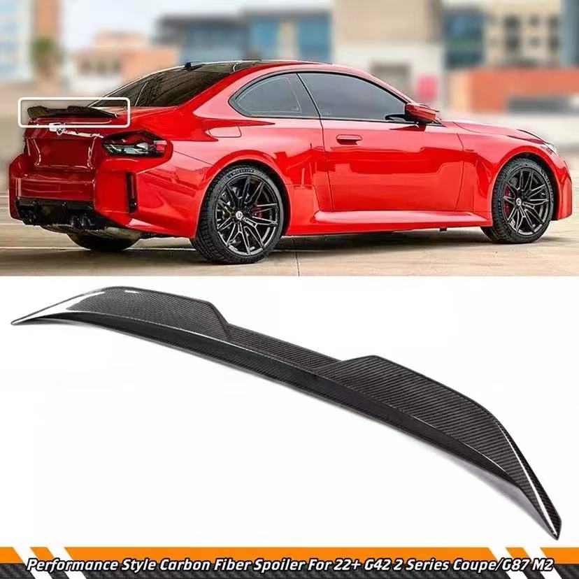 BRAND NEW 2022-2025 BMW G42 2 SERIES M240i G87 M2 MP STYLE HIGH KICK REAL CARBON FIBER TRUNK LID SPOILER WING