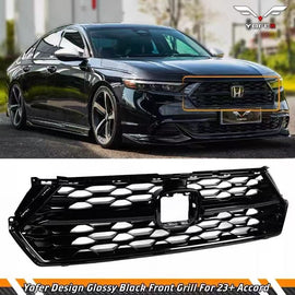 BRAND NEW 2023-2025 HONDA ACCORD 11TH GEN YOFER GLOSS BLACK FRONT BUMPER MESH GRILL GRILLE