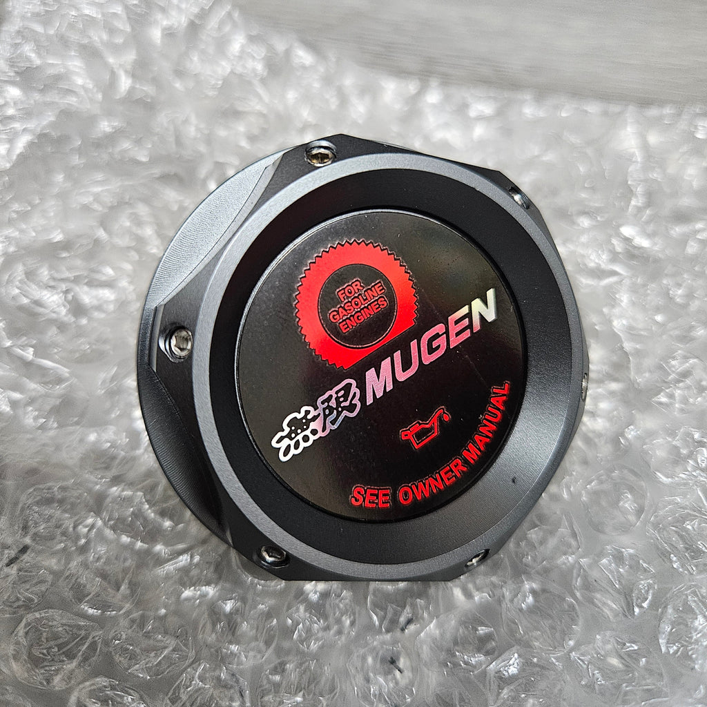 Brand New Jdm Gunmetal Engine Oil Cap With Mugen Sticker Emblem For Honda / Acura