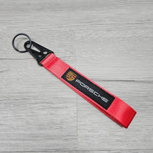 Load image into Gallery viewer, BRAND NEW PORSCHE Red Racing Keychain Metal key Ring Hook Strap Lanyard Universal