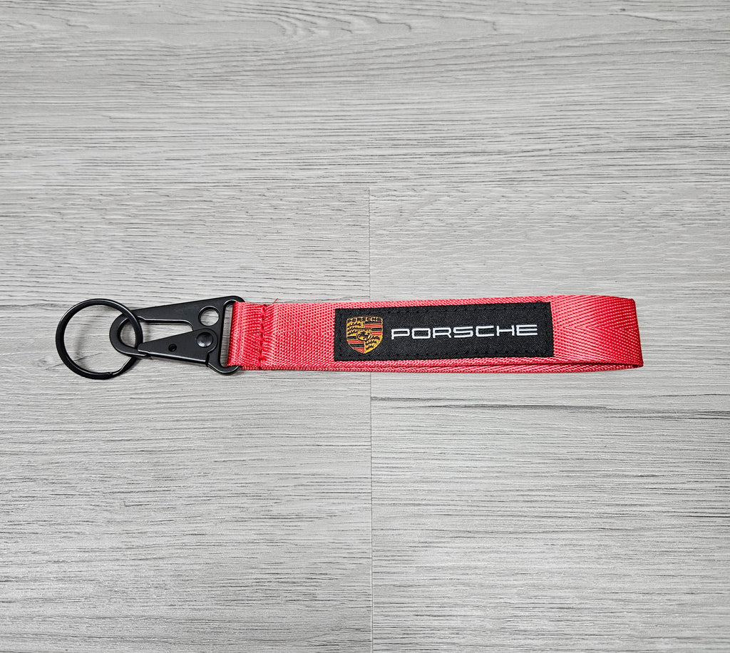 BRAND NEW PORSCHE Red Racing Keychain Metal key Ring Hook Strap Lanyard Universal