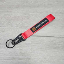 Load image into Gallery viewer, BRAND NEW PORSCHE Red Racing Keychain Metal key Ring Hook Strap Lanyard Universal